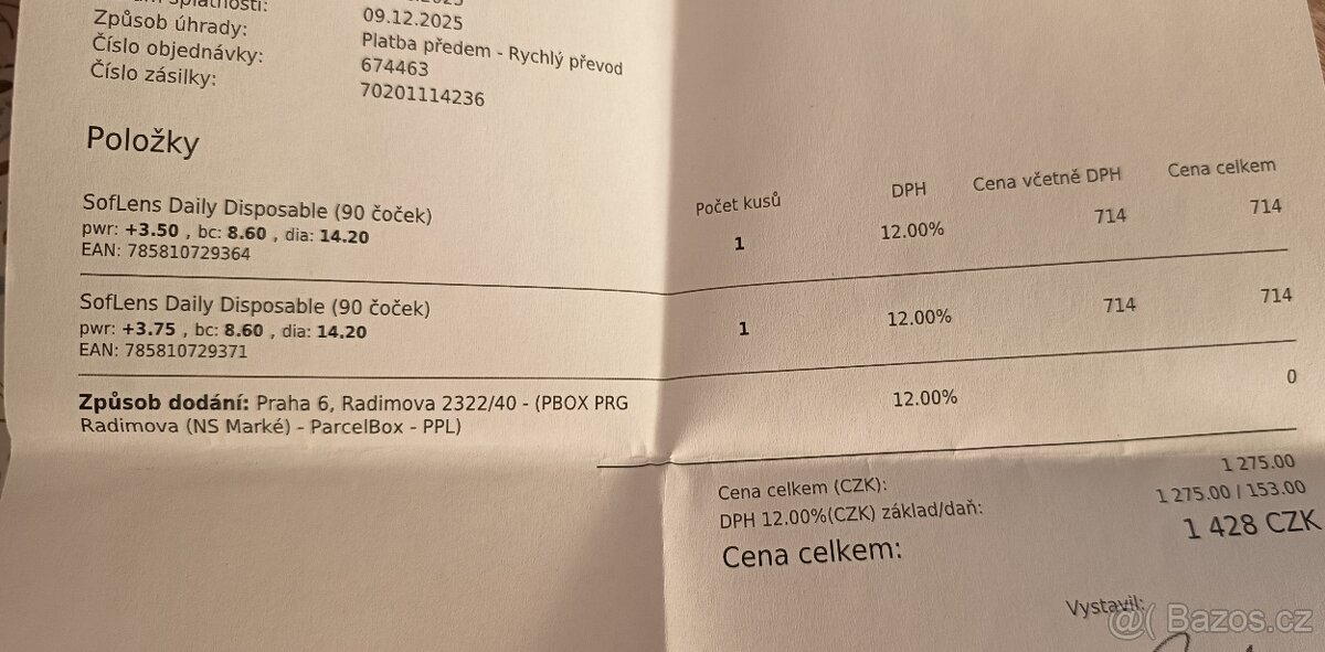 Kontaktní čočky jednodenní +3.50 - 4