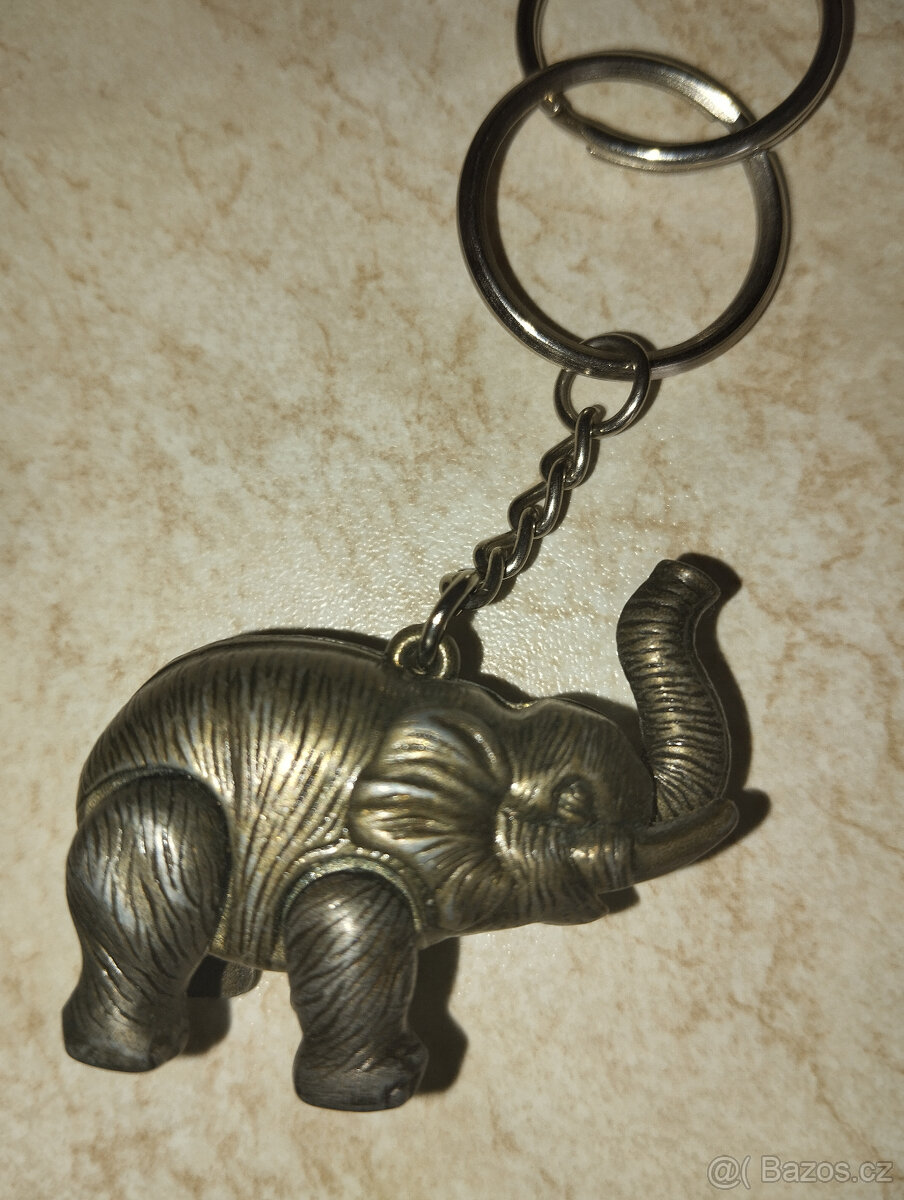 Přívěsek na klíče, kabelku, slon kovový - 4