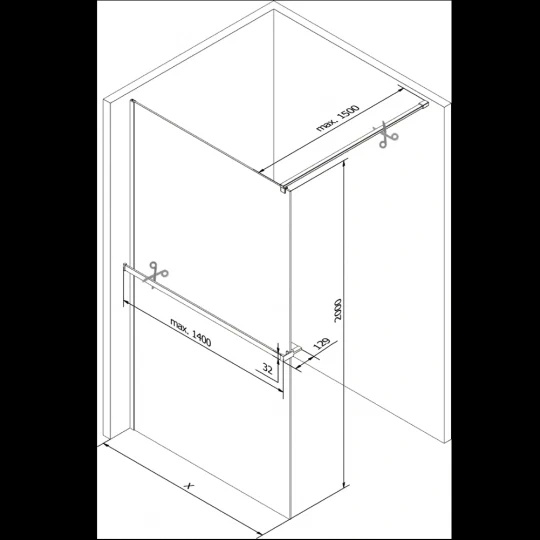 Sprchová zástěna s poličkou a kolejnicí 80x200cm, walk-in - 4