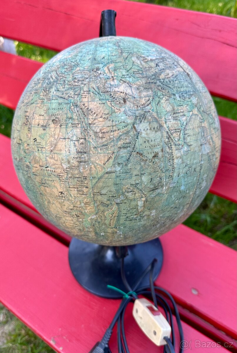 RETRO starý GLOBUS svítí - 4