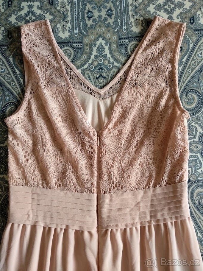 Dlouhé starorůžové šaty, vel. S-M. - 4