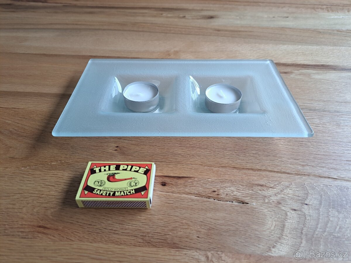 Designové ploché skleněné svícny, 2 ks - levně - 4
