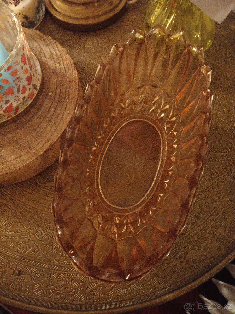 Skleněná mísa, růžové sklo - 4