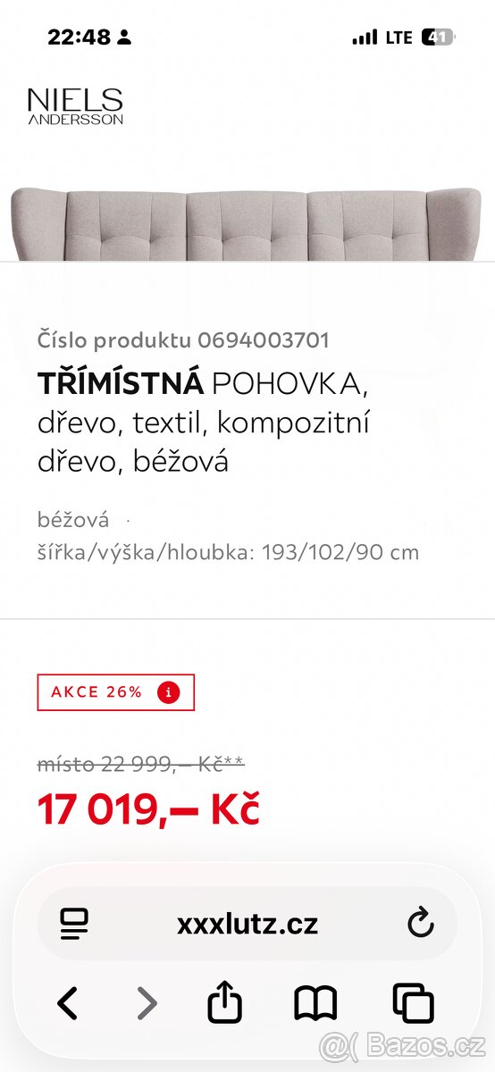 Třímístná pohovka béžová - nová - 4