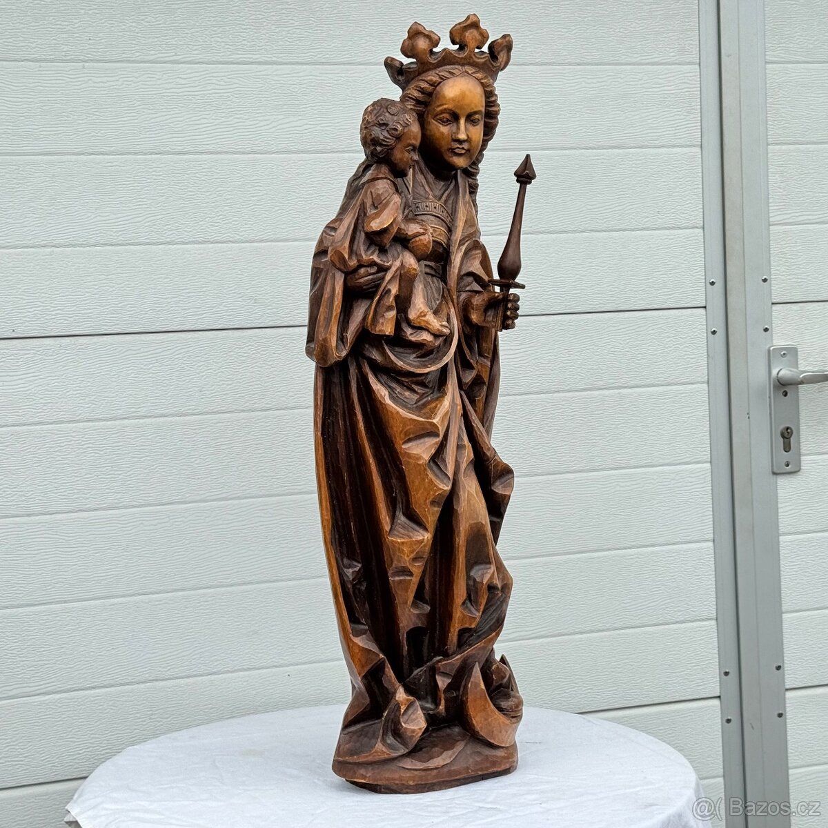Velká starožitná socha Panna Marie Anglie - 4