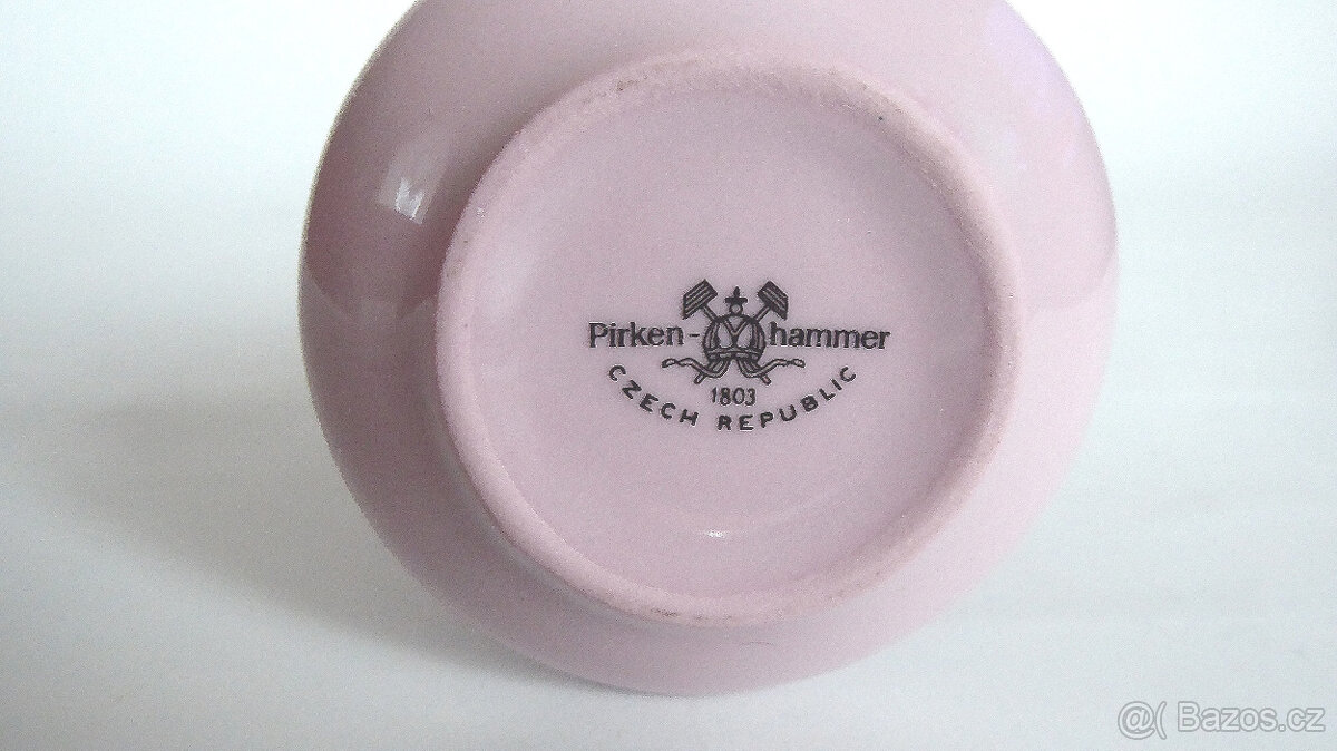 A120_ Váza, růžový porcelán, miniatura, retro, cca 1980 - 4