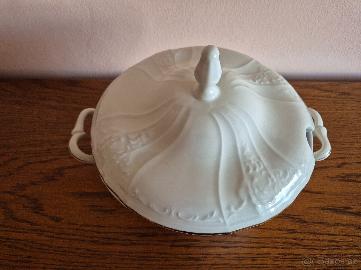 Polévková mísa zlatá linka slonová kost Bernadotte - 4