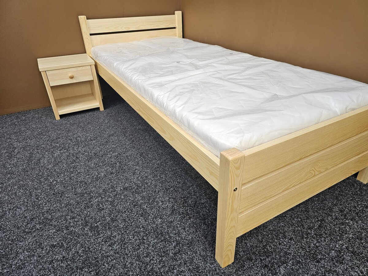 Prodám nové masiv zvýšené postele 80-90x200cm s roštem - 4