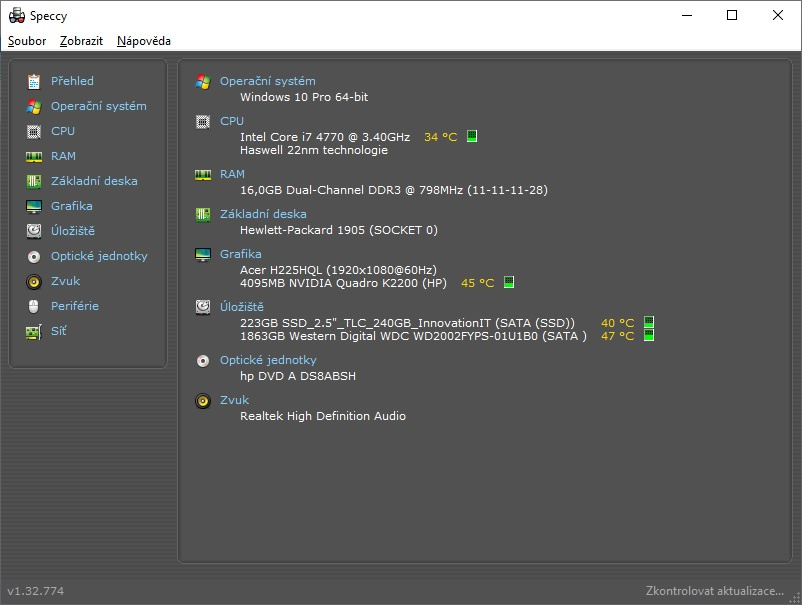 HP Z230 - i7-4770, 16GB, SSD 240, HDD 2TB, Nvidia Quadro 4GB - 4