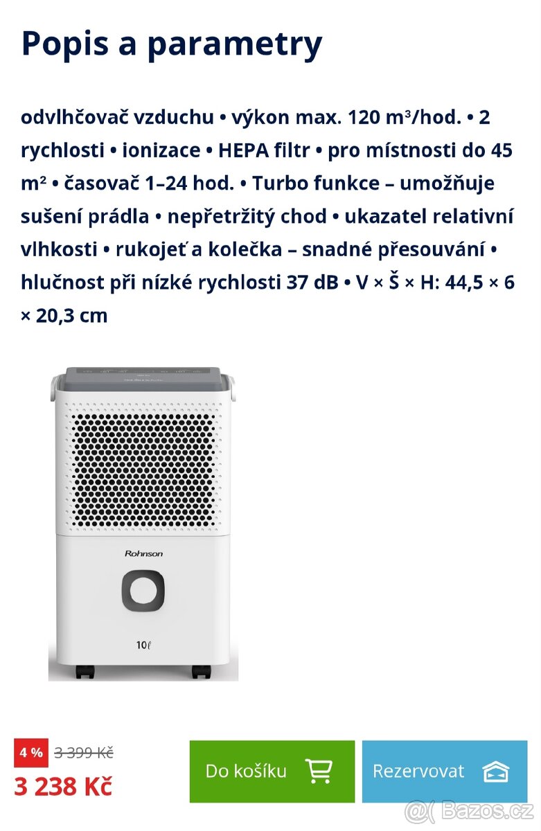 Prodám odvlhčovač vzduchu ve výborném stavu. - 4