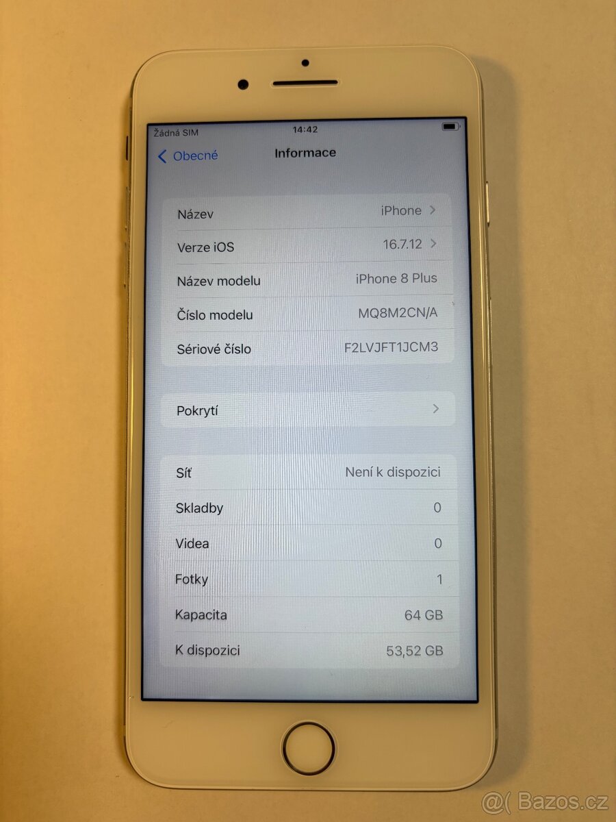 Apple iPhone 8 plus 64gb kondice baterie 100% s kabelem iOs - 4