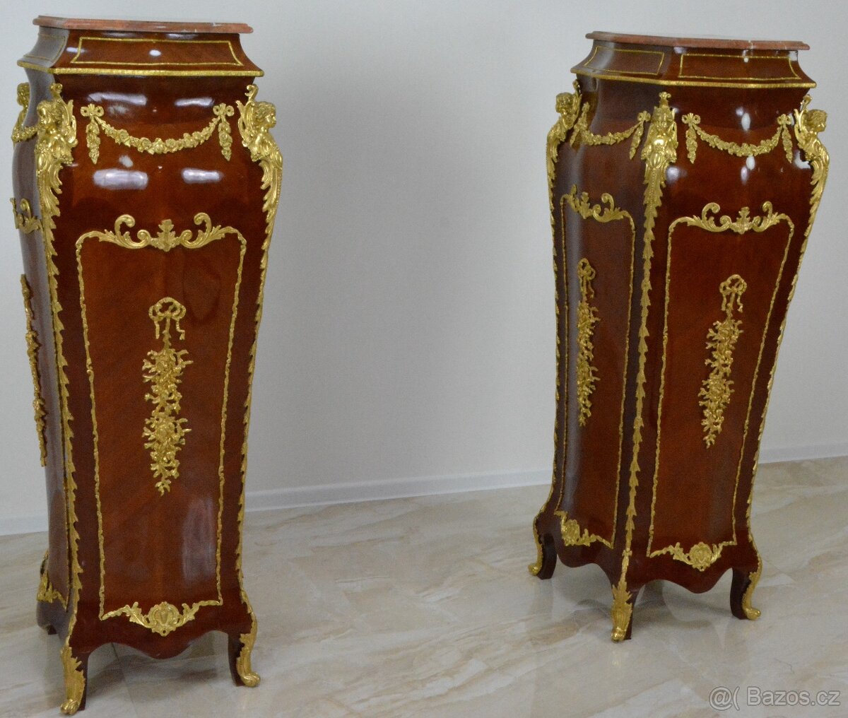 Zámecké konzole - podstavce s mramorem - 141 cm - 4