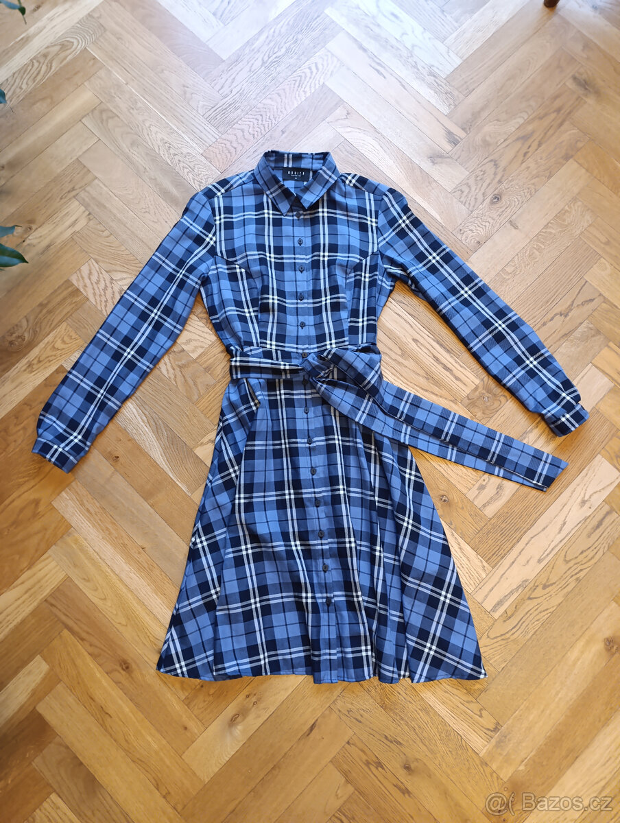 Šaty Mohito, modré káro, XXS - 4