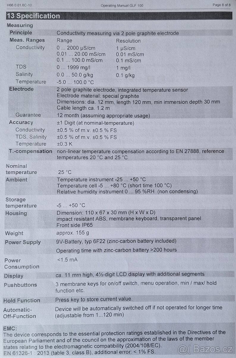 Prodám měřič konduktivity vodivosti Greisinger GLF 100 - 4