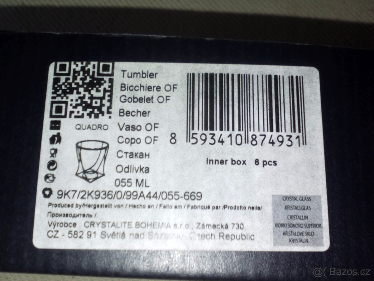 sada 6ks sklenic Crystal Bohemia Quadro, 55 ml - 4