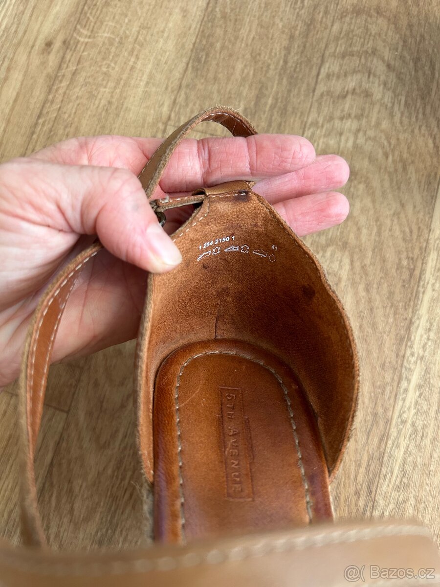 Dámské kožené páskové boty vel. 40/41 TOP stav - 4
