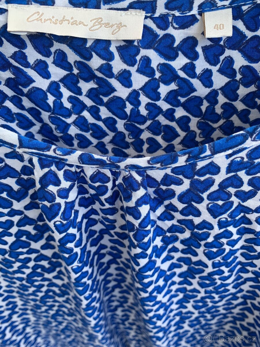 Blůza, halenka Christian Berg modrobílá se srdíčky vel. 40 - 4