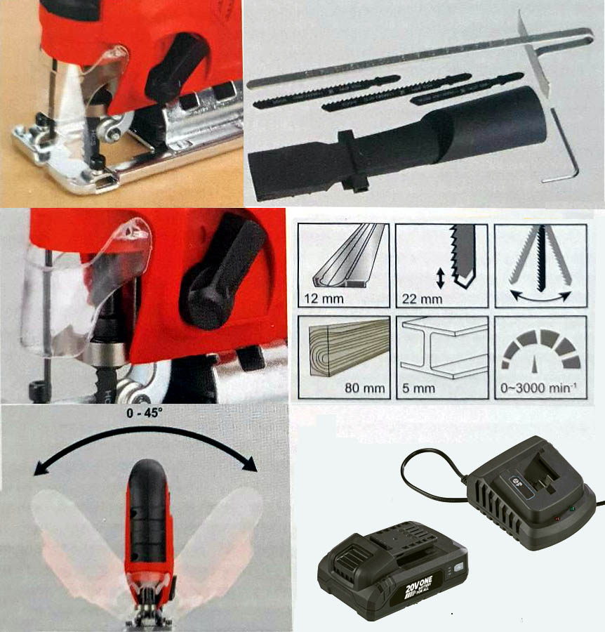 Aku přímočará pila 20V 1x aku 2Ah + nabíječka - nová - 4