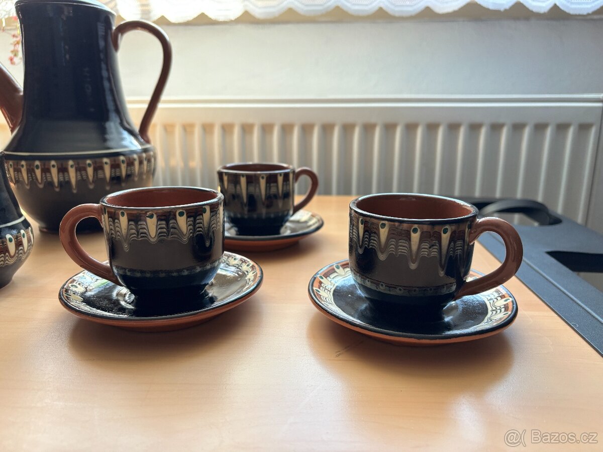 Bulharská retro čajová souprava - černá - 4