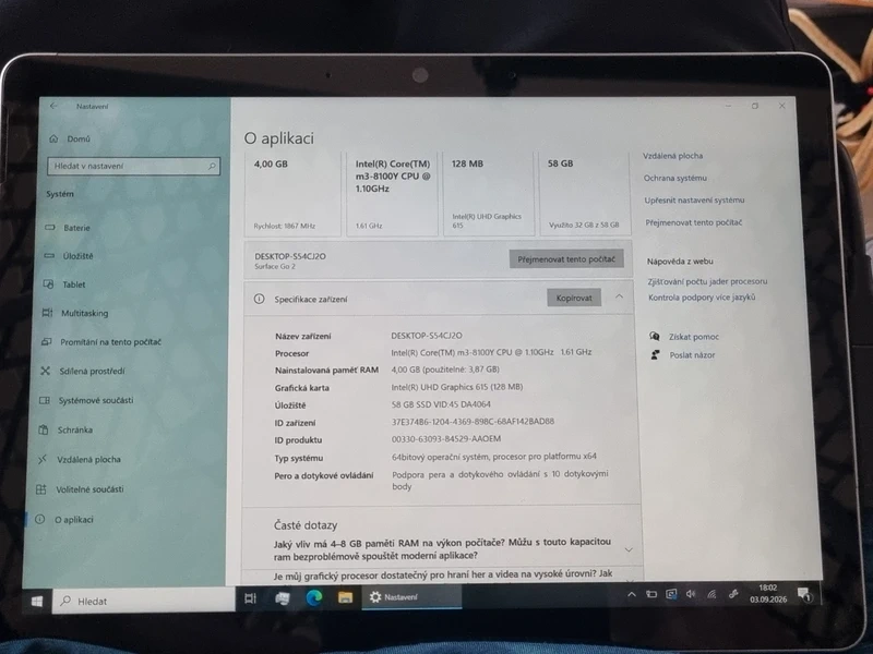 Tablet MS Surface Go 2, CPU M3-8100Y 4GB / 64GB SSD⭐ - 4