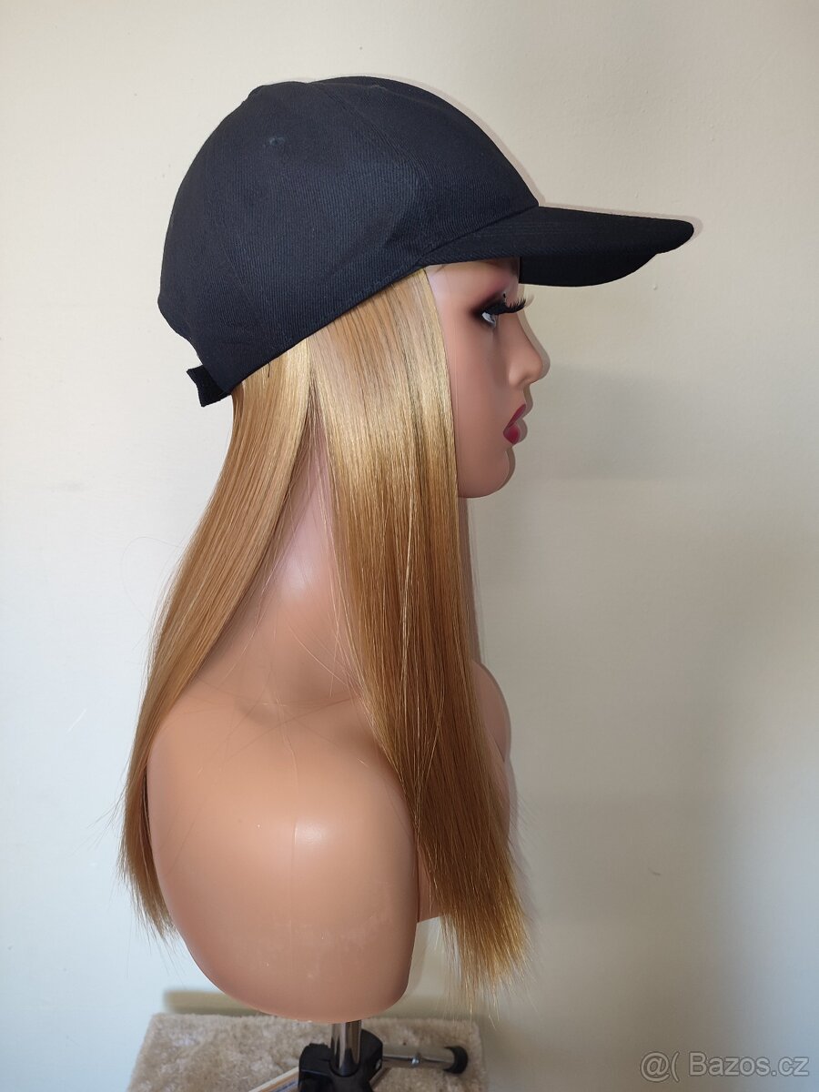 Nová kšiltovka s všitými zlatavými blond vlasy - 4
