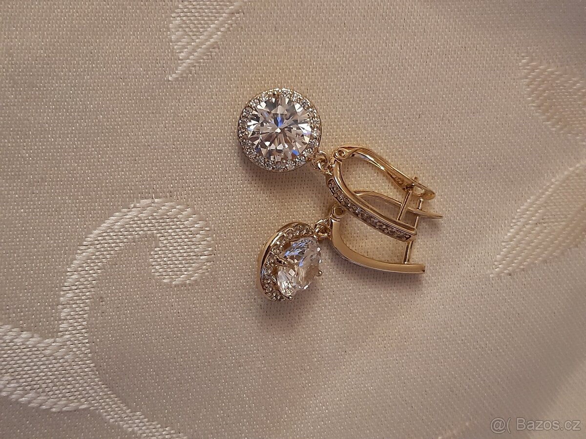 Luxusní visící pozlacené náušnice - 4