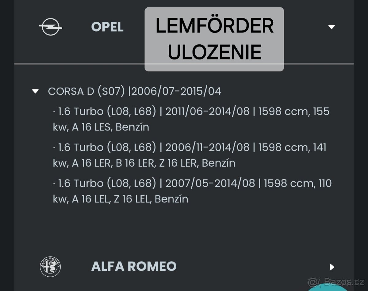 Ulozenie Motora Fiat, Alfa Romeo, Opel, Abarth. - 4