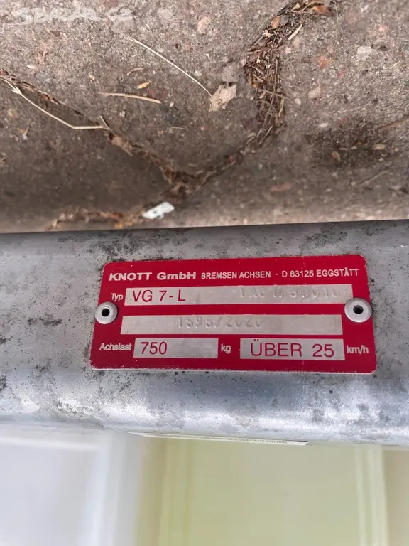 Nebrzděná náprava Knott - 750 kg VG 7-L - 4