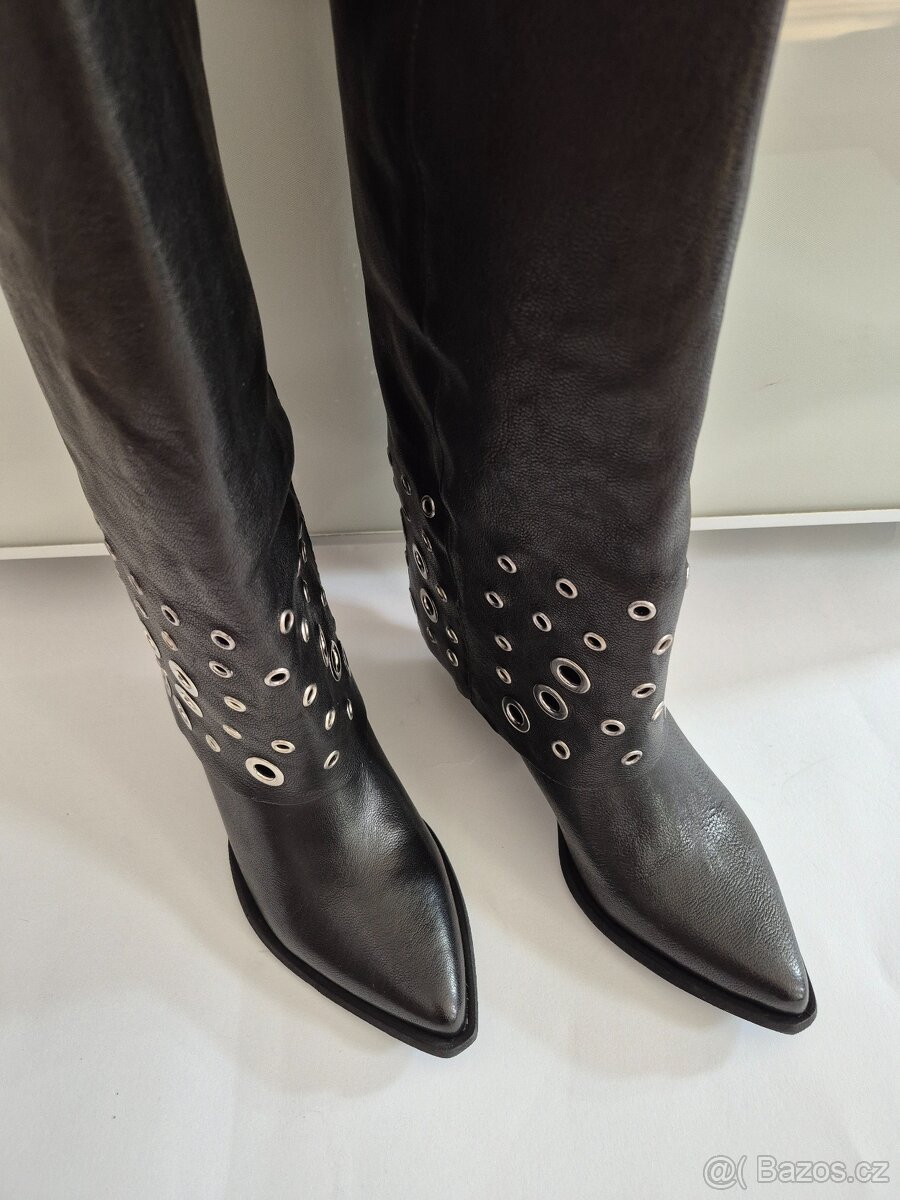 Nové dámské kožené vysoké kozačky, velikost 38 a 39 - 4