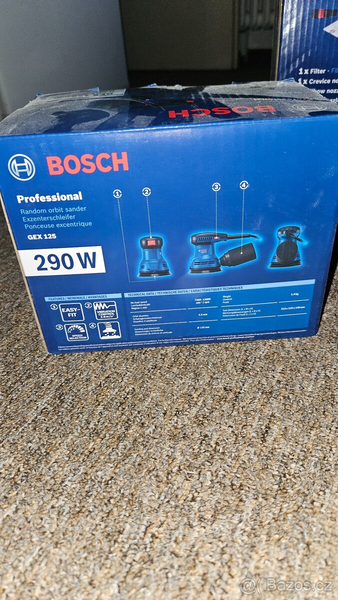 Vysavač Bosch GAS 15 PS a excentricka bruska Bosch GEX 125 - 4