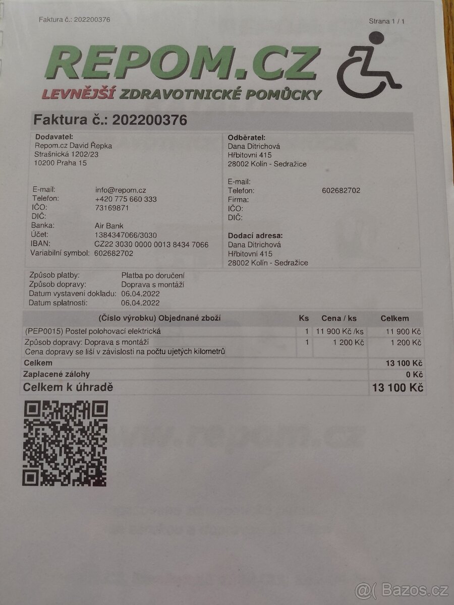 Polohovací postel elektrická - 4