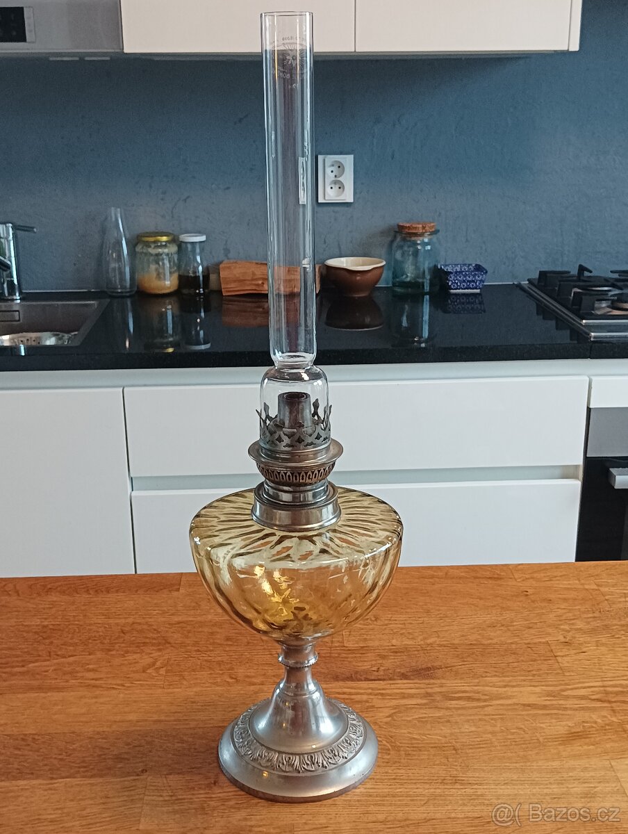 ART DECO STAROŽITNÁ PETROLEJOVÁ LAMPA UNIS PARIS KOLEM 1920 - 4