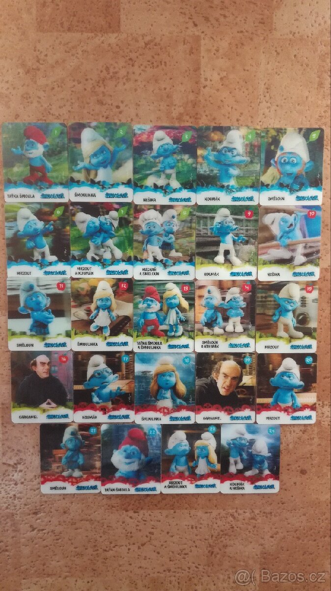 Kartičky Šmoulové, plastové, 3D efect - 4