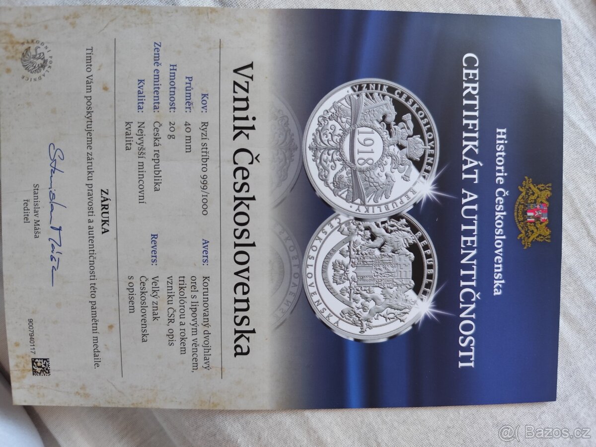 stříbrná medaile vznik Československa - 4