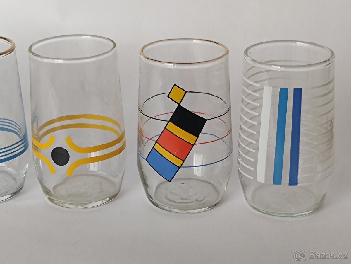 Retro barevné sklenice se vzorem, 1dcl, 50.-/kus, pošta 75.- - 4