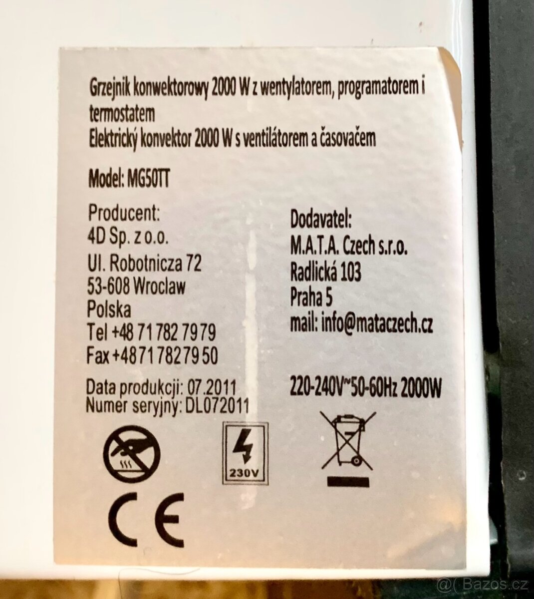 Elektrický konvektor 2000 W (4D Sp. z o.o.) - 4