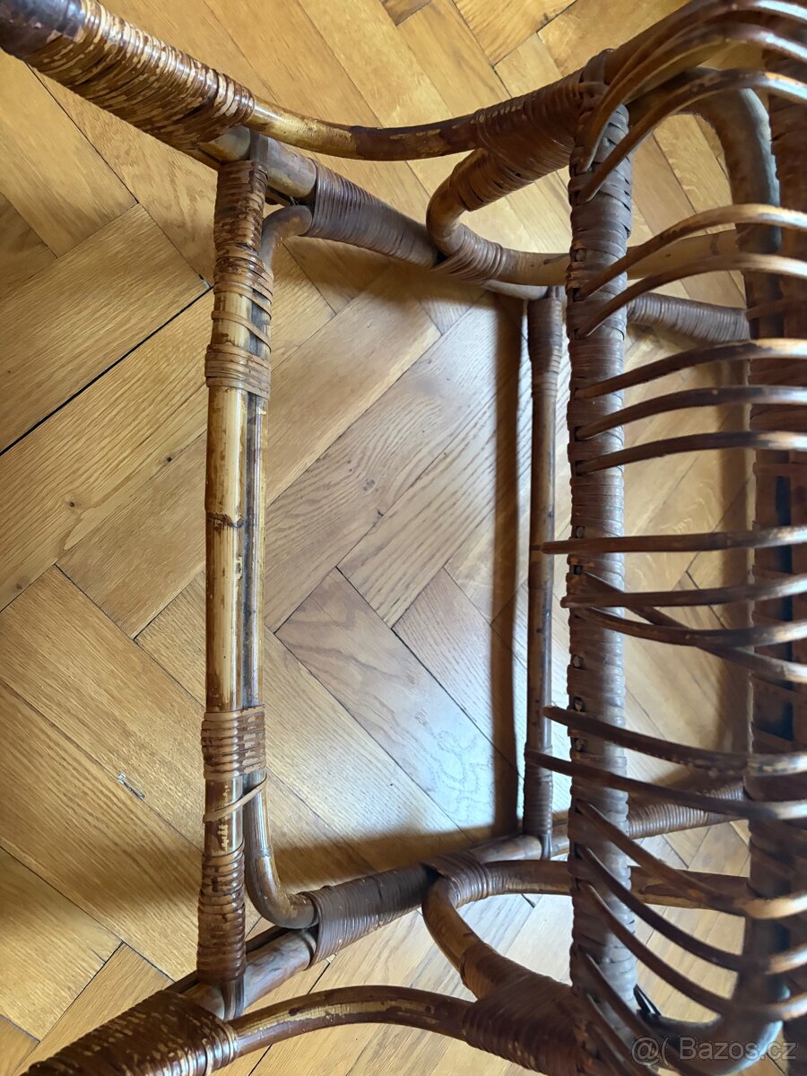 Starožitné ratanové křeslo - 4