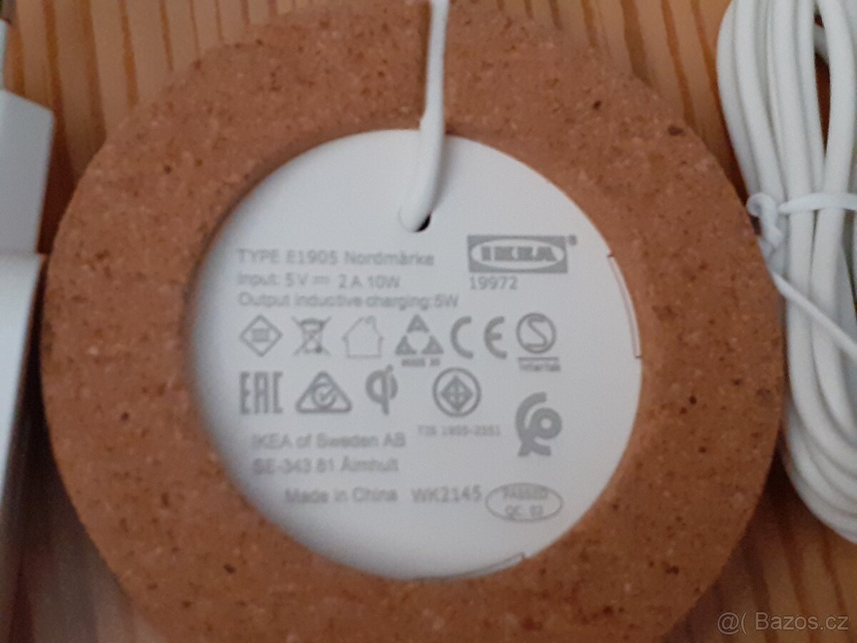 NORDMÄRKE IKEA Bezdrátová nabíječka, bílá/korek - 4