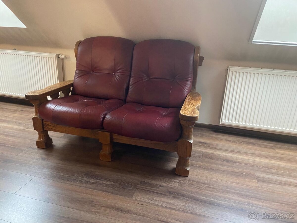 Kožená sedací souprava 3+2+1 a konferenční stul - 4