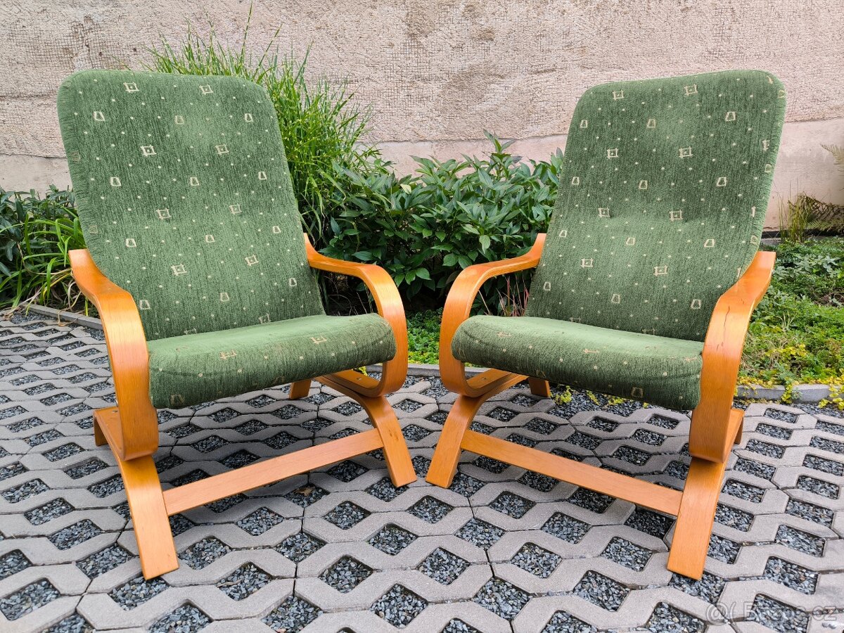 Moderní čalouněná pohupovací křesla - 2 kusy - 4