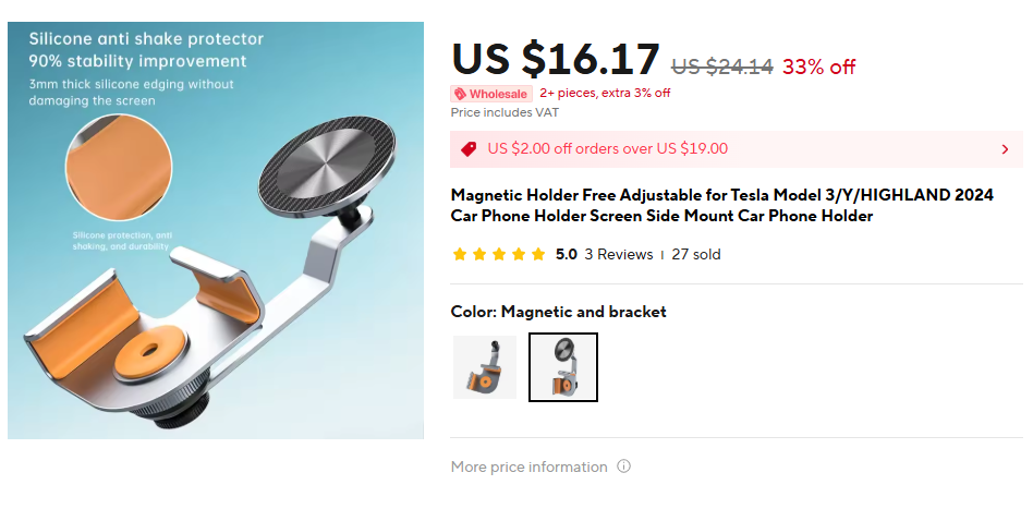 Tesla model 3/Y - držák telefonu - 4