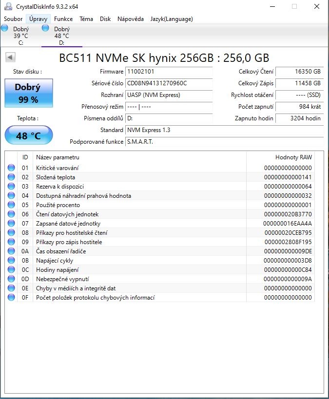 Ssd nvme disk SkHynix,256GB formát 2230 i 2280. super stav. - 4