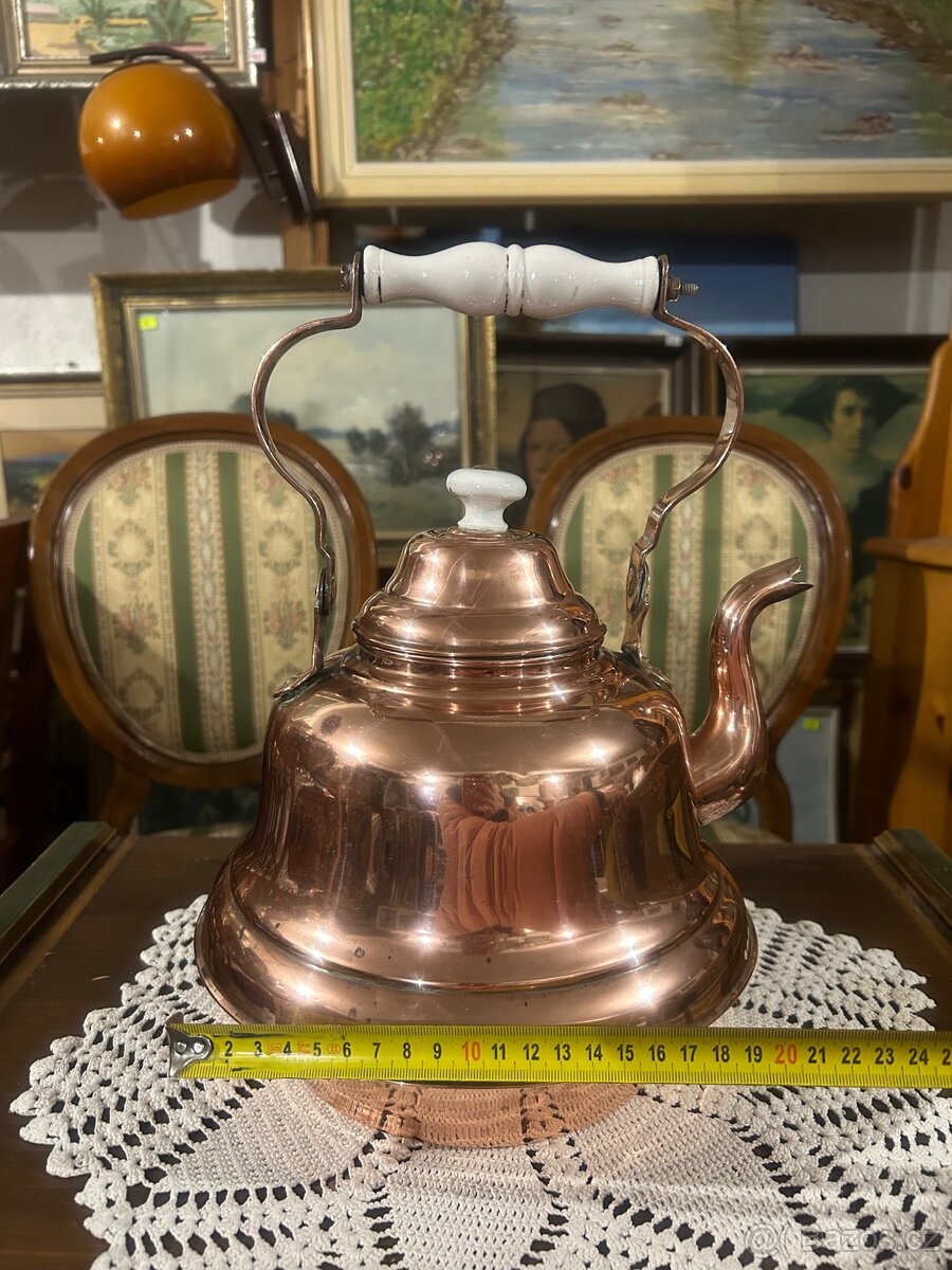 Starožitná měděná velká konvice - 4