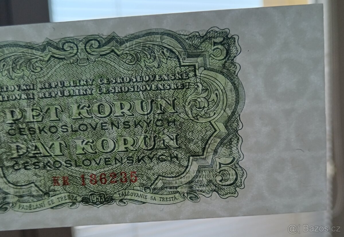 5kčs 1953 stav UNC čísla po sobě jdoucí postupka - 4