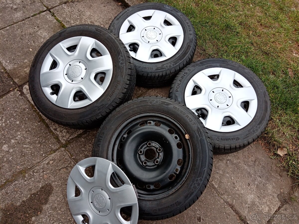 Zimní kola 15ky 5x100 pneu 99% Škoda Vw Seat Audi - dobírka - 4