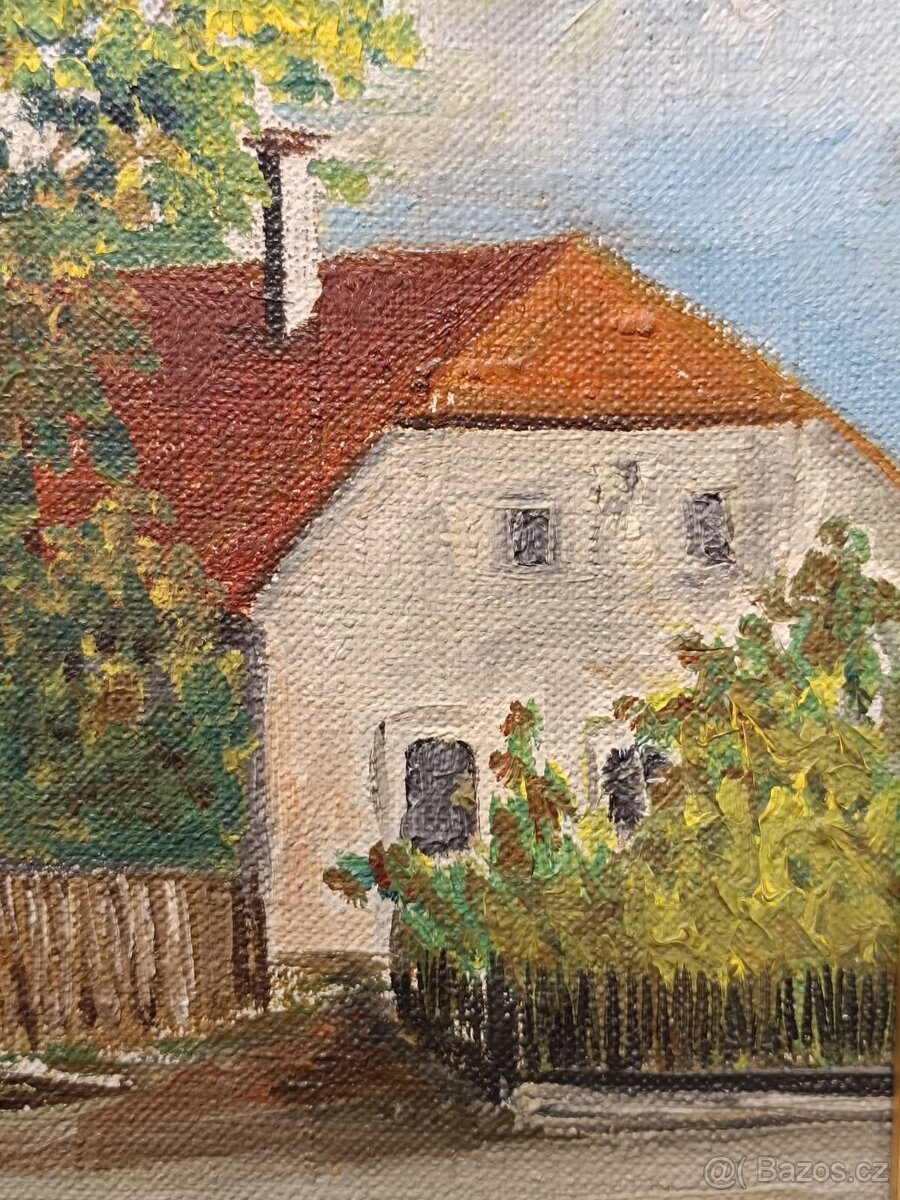 Obraz Mašek, Jihočeská ves 1962, olej 46x51 - 4