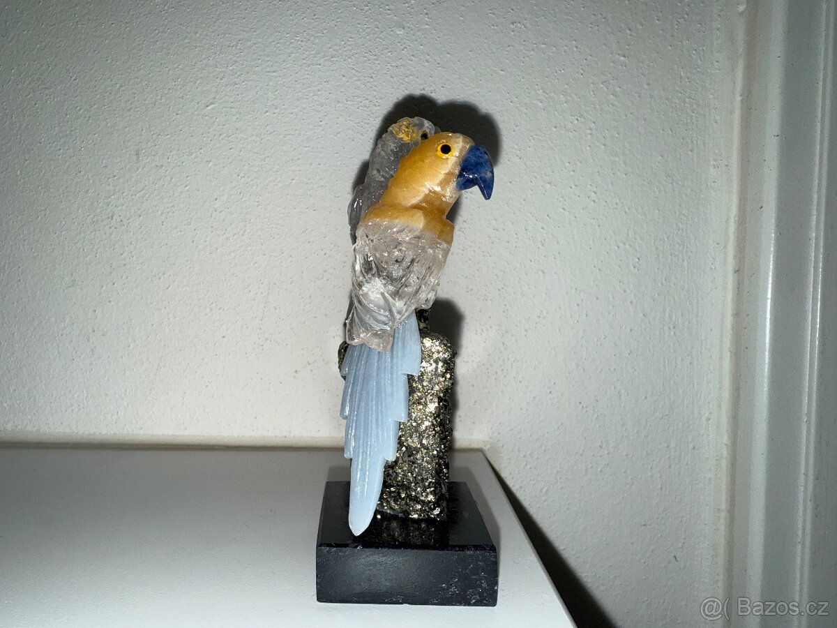 Pyrit s ručně vytesanými papoušky - 4