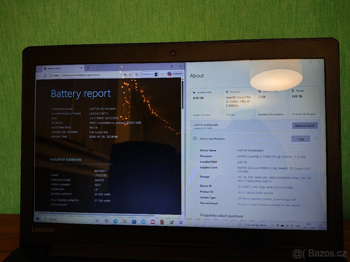 Lenovo 310-15IKB | i5 7.gen • 8GB • 128SSD + 1TB - 4