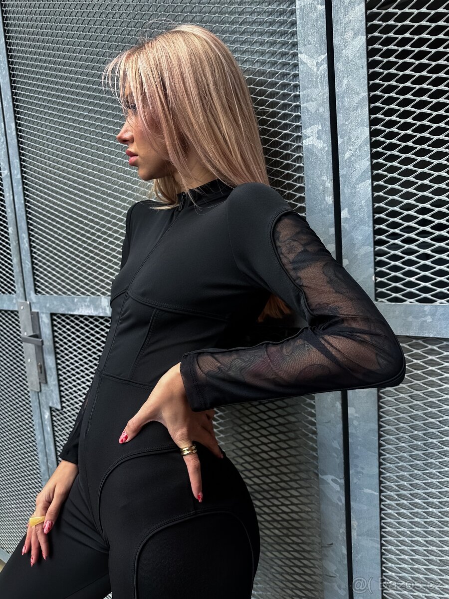 Černý overal se síťovanými rukávy – S/M/L - 4