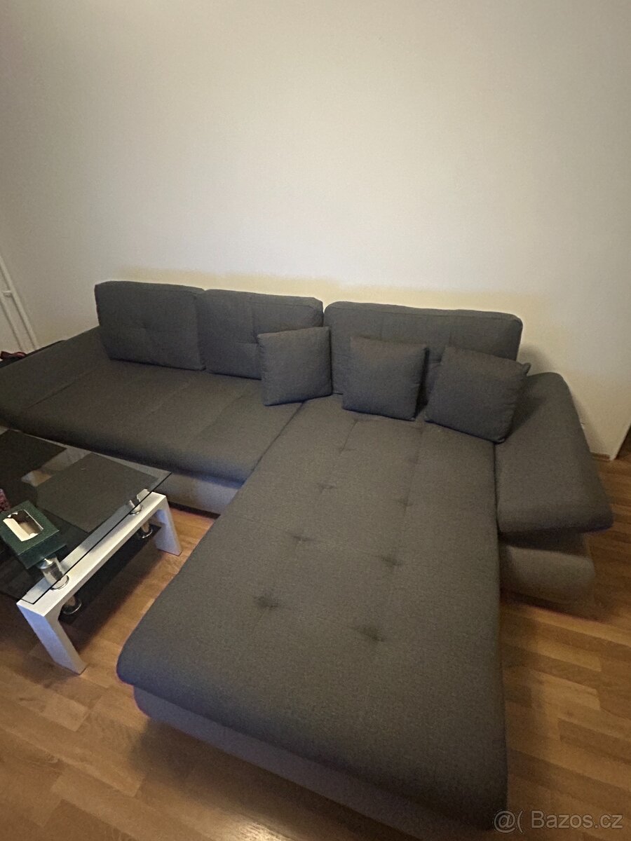 ROHOVÁ SEDAČKA, textil, šedá, světle šedá - 4